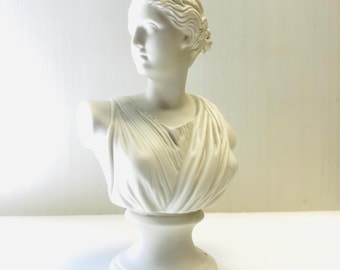 Vintage Roman Goddess Diana Versailles  Artemis Greek Greek Mythology Cermaic Bust Sculpture