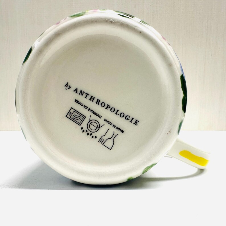 Anthropologie Dawn T Intial Monogram Letter Coffee Tea Mug Violets Flowers image 8