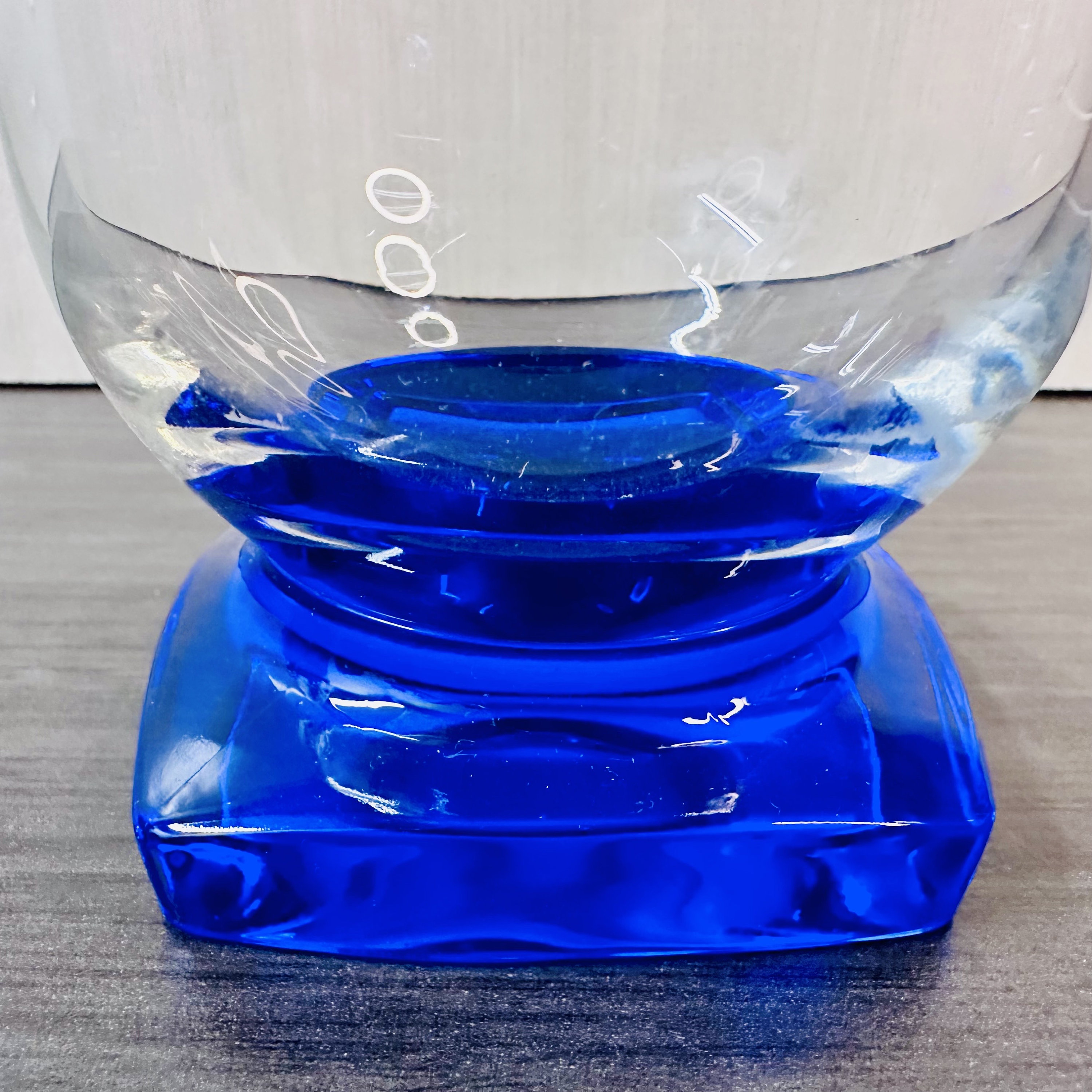 A Pair of Vintage Bormioli Rocco Lbisco Cobalt Blue Glass