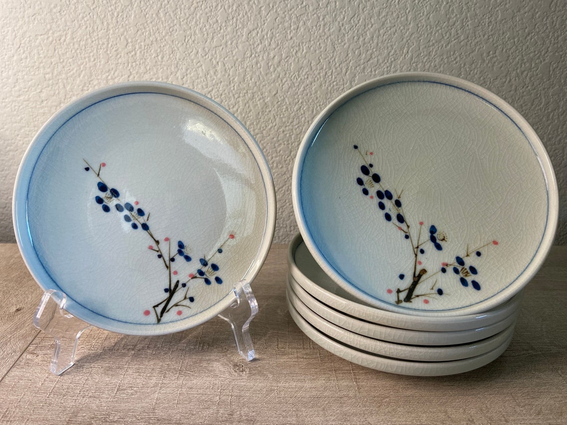 6 Vintage OMC Japan Ceramic / Porcelain Cracked Glaze Plates / Etsy