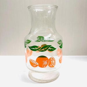 Vintage Glass Orange Juice Carafe Decanter Pitcher