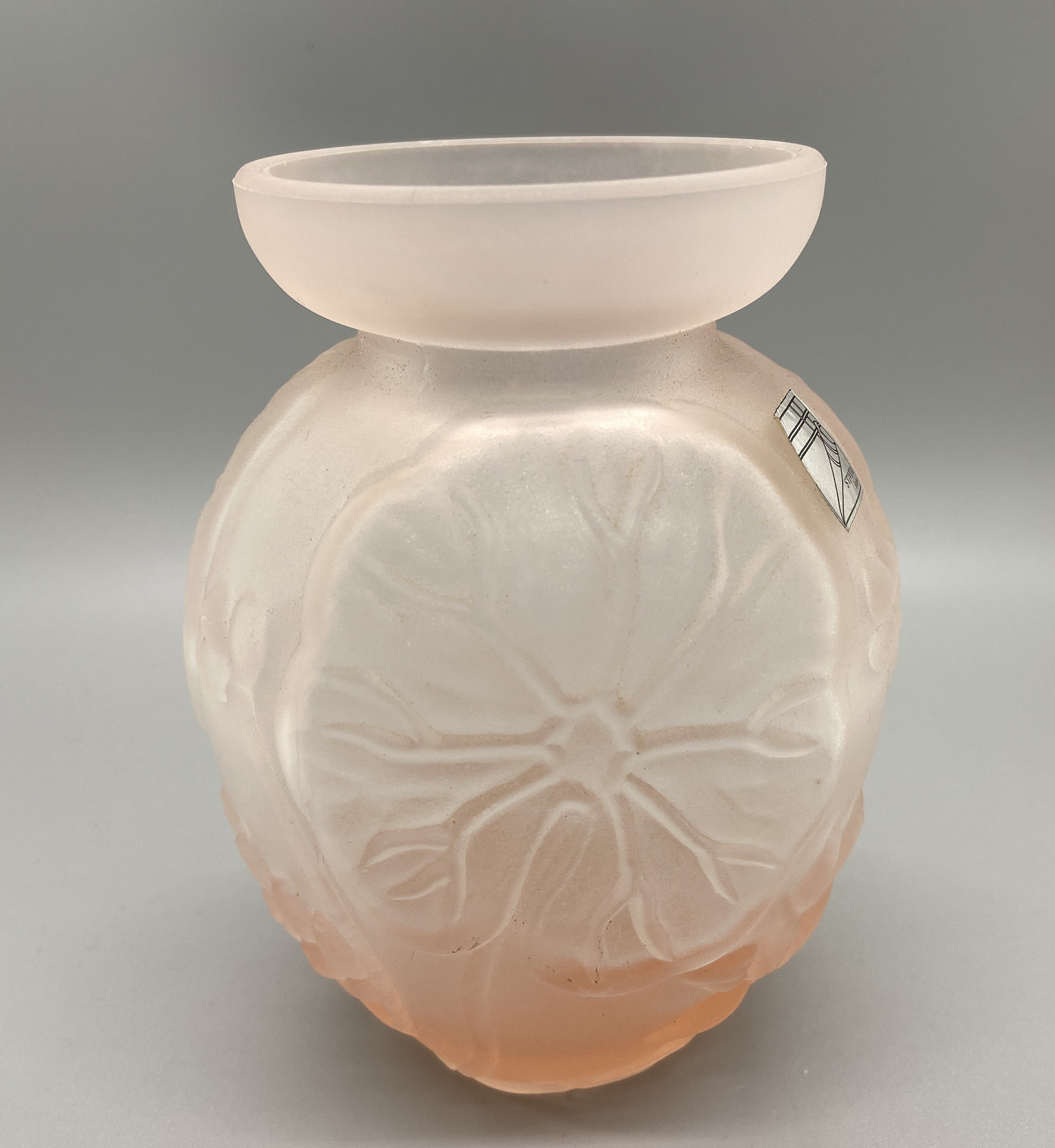 Vintage Stiver Italian Vase Satin Frosted Pink Glass Vase