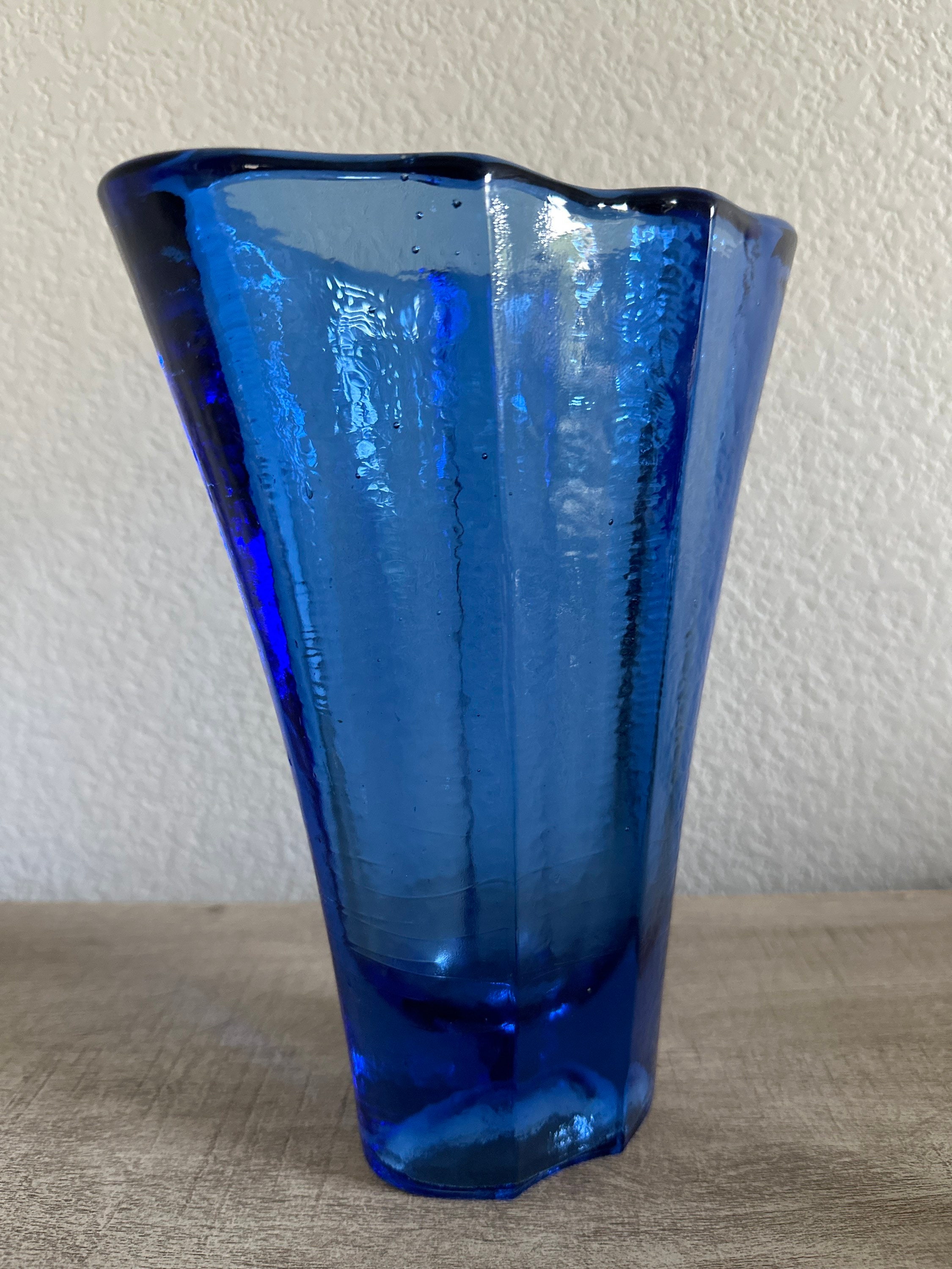 Vintage Pink & Purple Hand Blown Crystal Glass Vase from