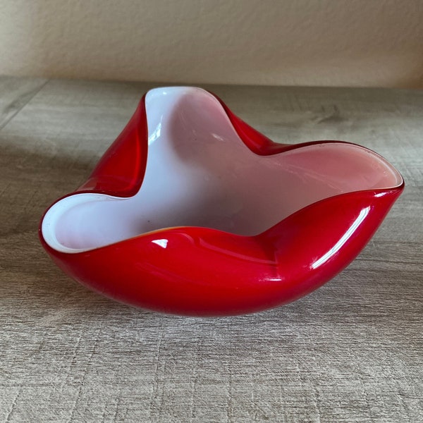 Decorative Red Glass Bowl Etsy