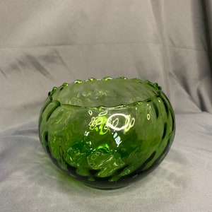 Vintage Empoli Italian Green Glass Rose Bowl Vase