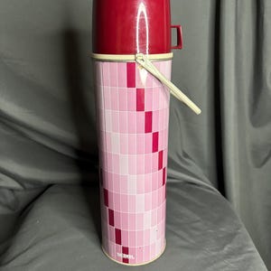 Vintage 1950s Pink and Red Thermos King Seeley Thermos Co