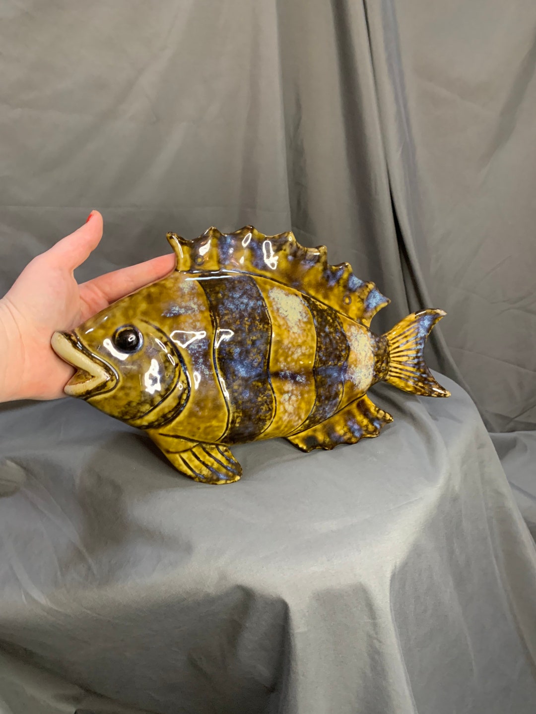 Glazed Art Pottery Fish Wall Decor Etsy