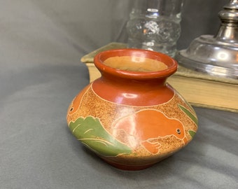 Vintage small handmade folk art pottery vase