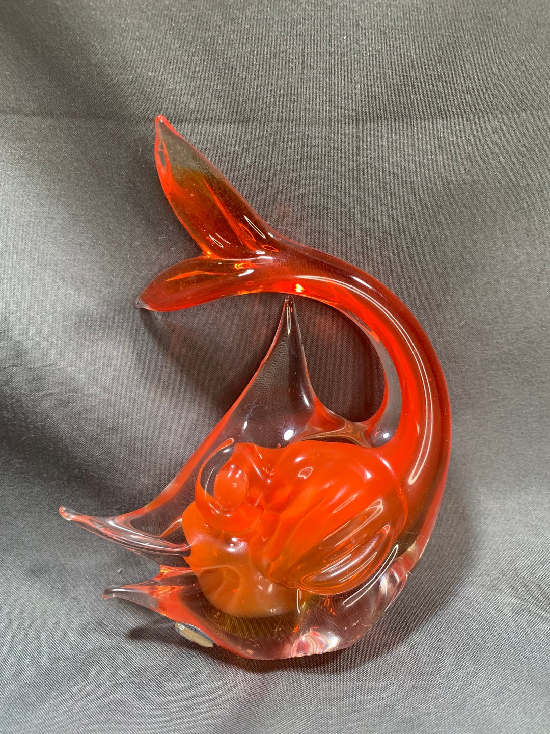 Vintage Murano Art Glass Swordfish Orange With Original Sticker Etsy