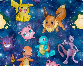 Starry Catch Them All diseño sin costuras, diseño de patrón de superficie, diseño digital de ilustración poke nerd, diseño digital para niños, tela