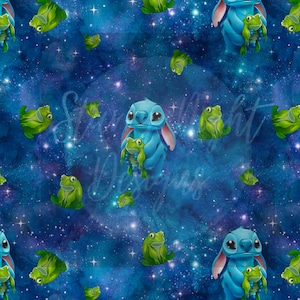 Ohana Means Family seamless design, stitch surface pattern design, illustration , cartoon, film, movie