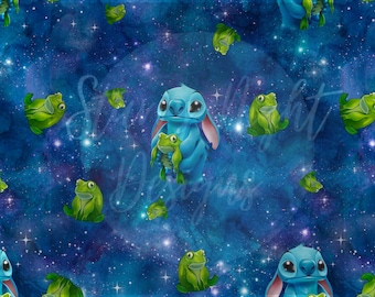 Ohana Means Family seamless design, stitch surface pattern design, illustration , cartoon, film, movie