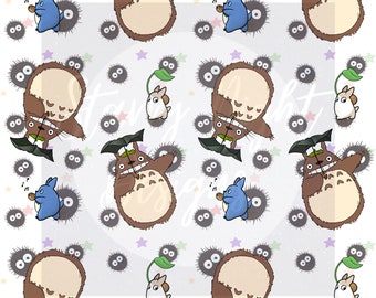 My friendly neighbour seamless design, surface pattern design, illustration, sprite seamless design, anime, manga, dust bunny