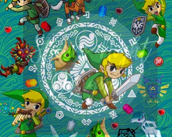 BOTW seamless design, link, elf, the legend surface pattern design, illustration, series repeat design, nerdy, geeky, ganon, midna, gaming