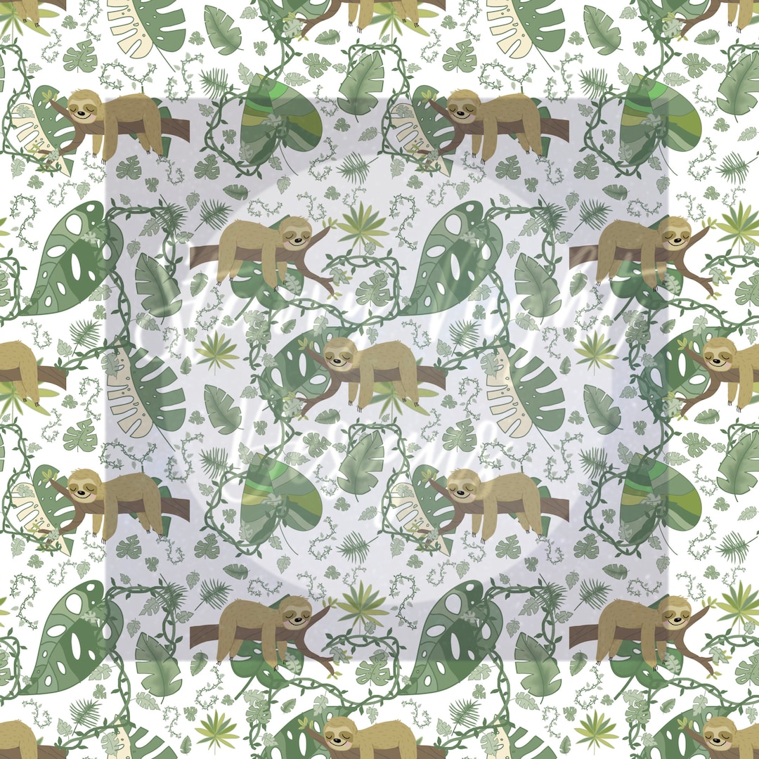 Jungle Sloth Seamless Design, Surface Pattern Design,illustration - Etsy