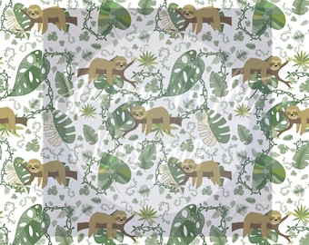 Jungle Sloth seamless design, surface pattern design,illustration