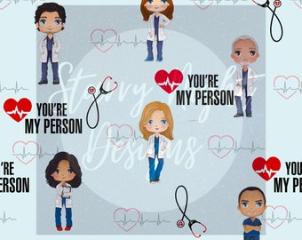 You're My Person Greys seamless design, surface pattern design,illustration