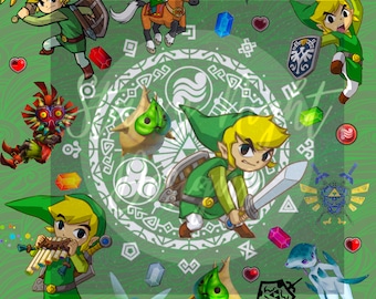 BOTW seamless design, link, elf, the legend surface pattern design, illustration, series repeat design, nerdy, geeky, ganon, midna, gaming