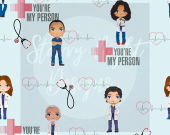 You're My person, greys, memorial hospital seamless design, surface pattern design, illustration, character design, download png