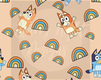 Blue guy seamless design, surface pattern design, illustration bingo