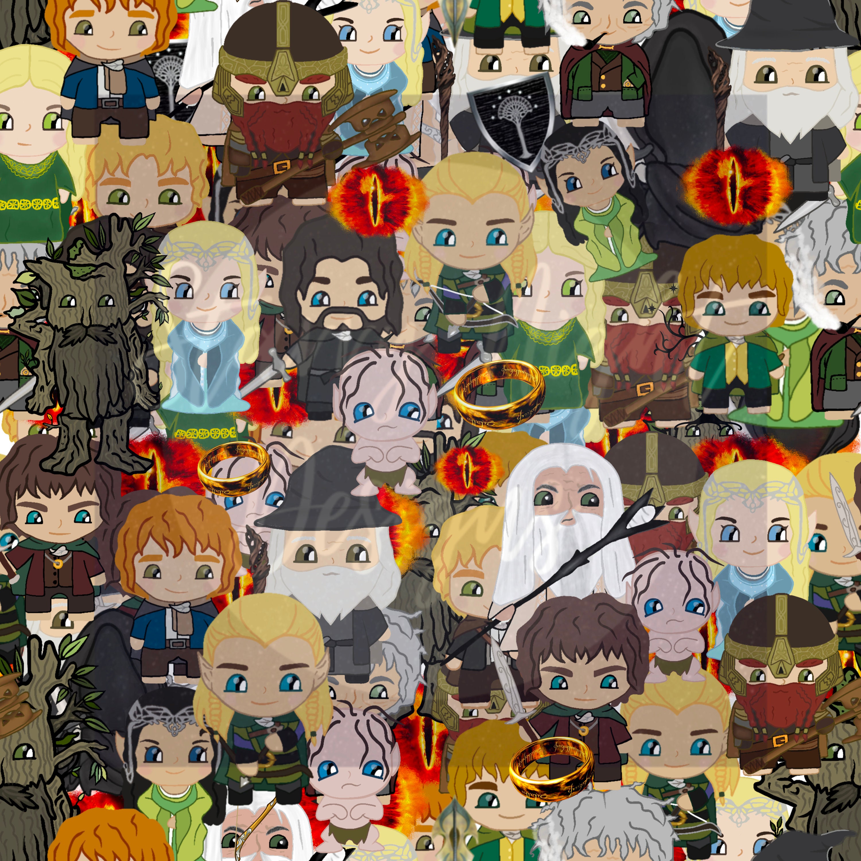 LOTR Seamless Design, Bilbo, Wizard, Magical Surface Pattern Design ...