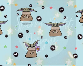 Zen Baby Master, dust bunnies, zen, sprite, star hero seamless design, surface pattern design, illustration, repeat pattern, may the force,