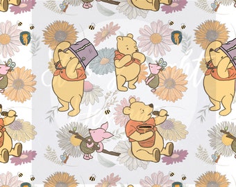 Classic Winnie the Pooh seamless design, svg surface pattern, digital seamless file, sublimination
