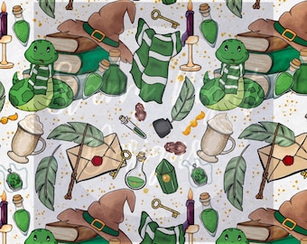 Magical Wizard seamless design, surface pattern design, illustration, hp seamless design, snake, magic, wand, magic film, film, movie