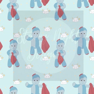 Night Garden friends seamless design, itng, surface pattern design, illustration, png, character seamless, digital download,surface design