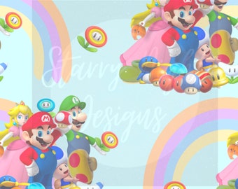 cartoon video game seamless design, surface pattern design, illustration, repeat pattern, bros