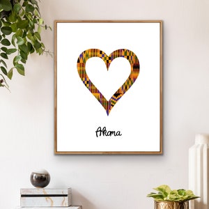 Akoma ~ Geduld in Kente | Digitaldruck | Afrikanische Wandkunst | Adinkra Symbol | Afrikanischer Dekor | Bibel Vers Drucke | Glaube Druck