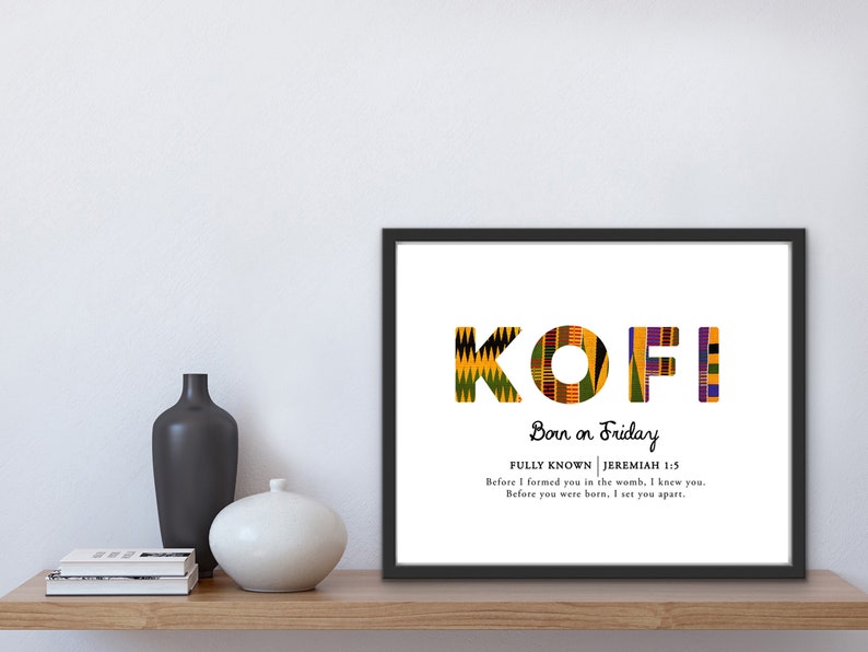 Kofi ~ Friday Born Male in Kente | Digital Print | African Wall Art ...