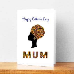 Felice Festa della Mamma Mamma in Kente A5 Card / Biglietto di auguri africano / Biglietti stampati Kente / Simboli Adinkra / Mama Africa / Biglietto di auguri Kente
