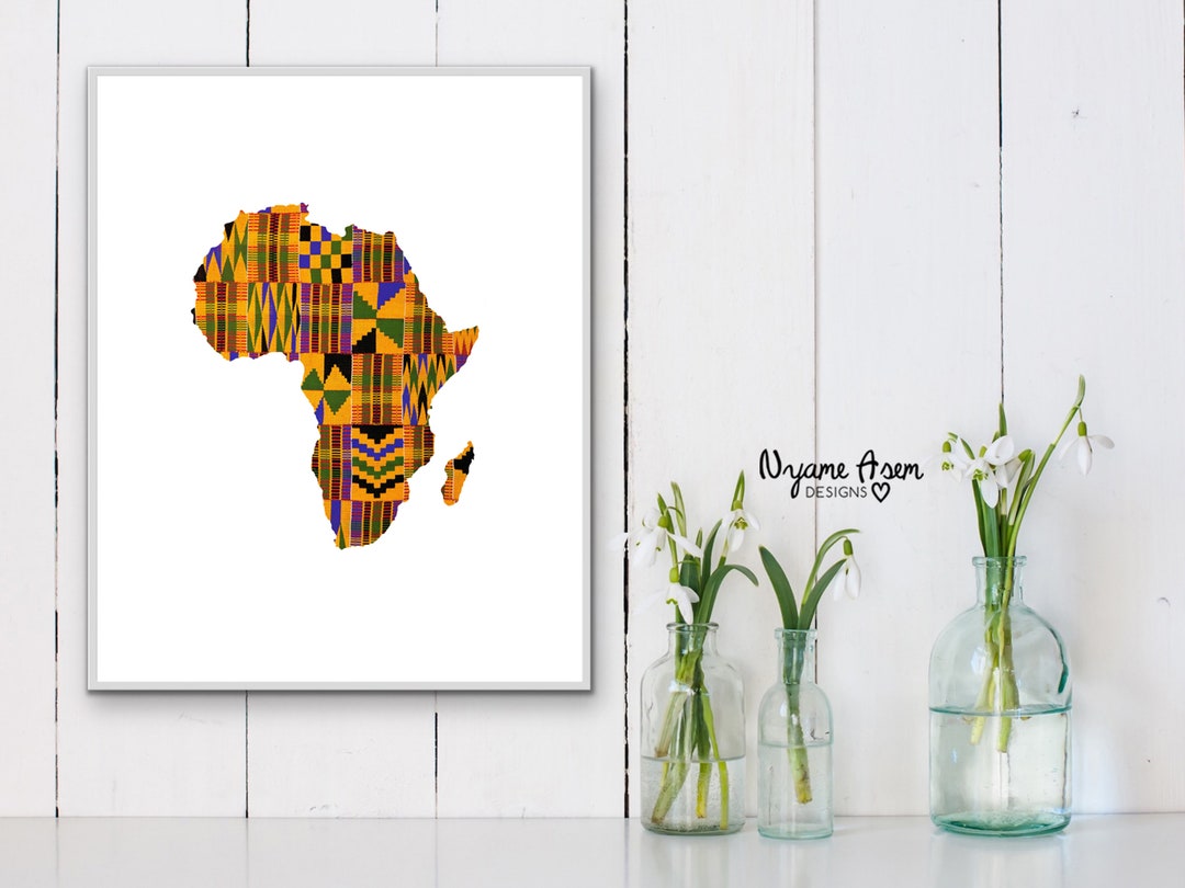 Africa ~ in Kente | Digital Print | African Wall Art | Map of Africa ...