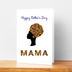 Felice Festa della Mamma Mamma in Kente A5 Card / Biglietto di auguri africano / Biglietti stampati Kente / Simboli Adinkra / Mamma Africa / Biglietto di auguri Kente