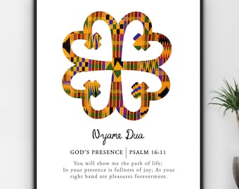 Nyame Dua ~ Psalm 16:11 | Digital Print | African wall art | Adinkra symbol | African decor | Bible verse prints | Faith print