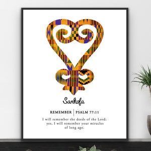 Sankofa ~ Psalm 77,11 | Digitaldruck | Afrikanische Wandkunst | Adinkra Symbol | Afrikanischer Dekor | Bibel Vers Drucke | Glaube Druck