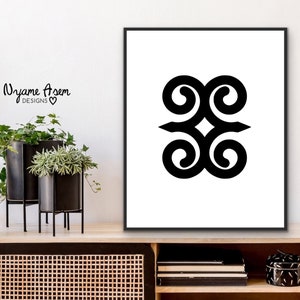 Dwennimmen ~ Demut in Schwarz | Digitaldruck | Afrikanische Wandkunst | Adinkra-Symbol | Afrikanisches Dekor | Bibelvers Drucke | Glaube Druck