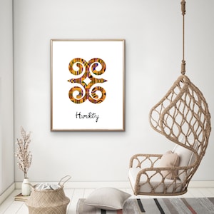 Dwennimmen ~ Demut in Kente | Digitaldruck | Afrikanische Wandkunst | Adinkra Symbol | Afrikanischer Dekor | Bibel Vers Drucke | Glaube Druck