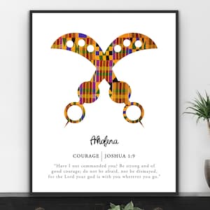 Akofena ~ Joshua 1:9 | Digital Print | African wall art | Adinkra symbol | African decor | Bible verse prints | Faith print | Kente print