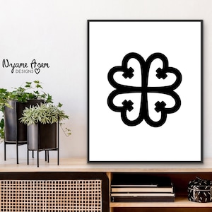 Nyame Dua ~ God&#39;s Presence in Black | Digital Print | African wall art | Adinkra symbol | African decor | Bible verse prints | Faith print