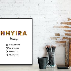 Nhyira x Adinkra ~ ケンテの祝福 | デジタルプリント | アフリカの壁アート | 名前プリント | ガーナ | アフリカの名前 | 信仰 | パーソナライズされたプリント