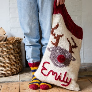 Knitting Pattern - Deer-liriously Festive Christmas Sack Pattern - Chunky Knit Christmas Sack  - Knitted Santa Sack