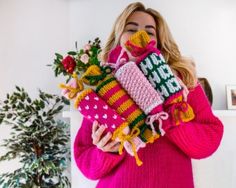 Christmas Cracker Bundle Knitting Pattern - Christmas Crackers + Knitted Crown Pattern - Knitted, Re-usable Crackers - You Cracker Me Up!