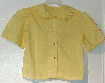 Vtg Girls "Sunflower" Yellow Blouse size 10