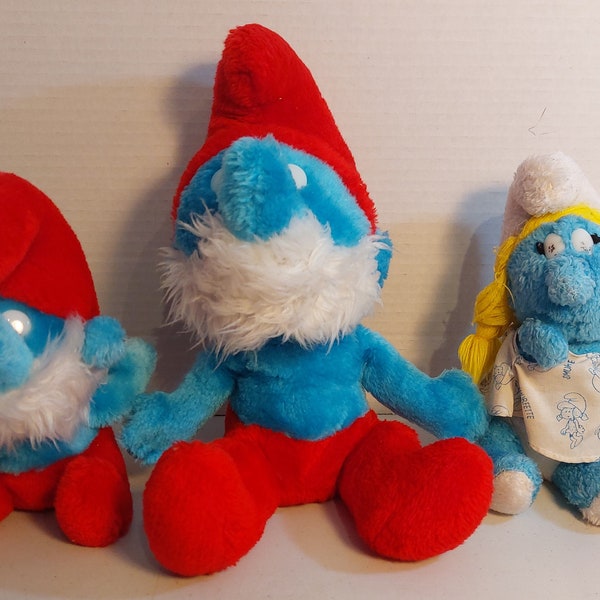 Vtg Plush Smurf Lot