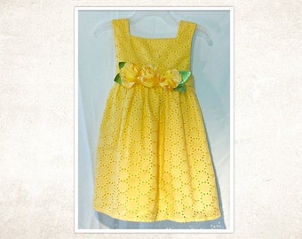 Vtg Toddler Yellow Dress size 18-24 months, Marc and Maddie