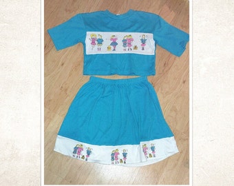 Vintage Girls Matching Skirt and Top size 12