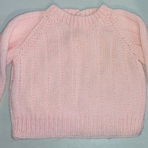 Vintage Handmade Pink Baby Sweater size 6-9 months image 1