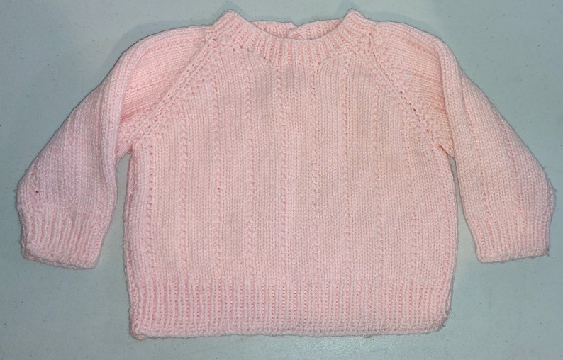 Vintage Handmade Pink Baby Sweater size 6-9 months image 1